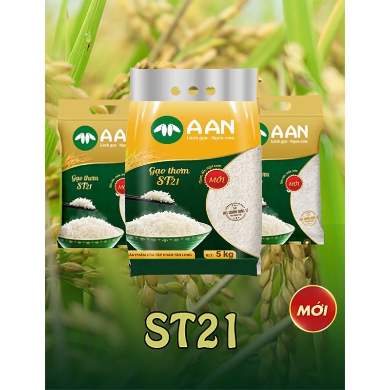 Gạo Thơm ST21 A AN Túi 5Kg Đặc sản Sóc Trăng Thơm hoa lài nhẹ - date mới 100%