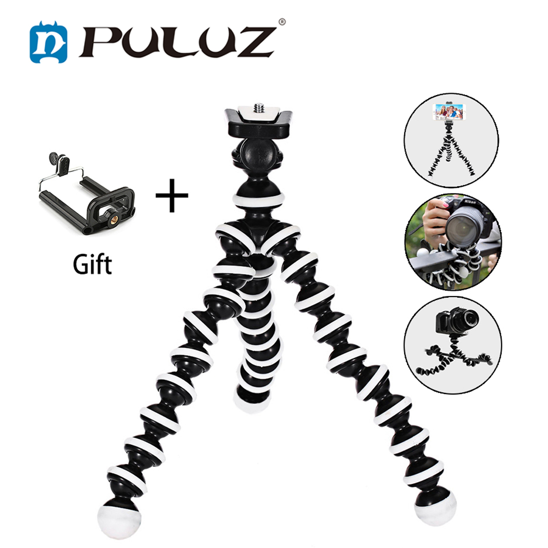 PULUZ Octopus Mini Tripod Bracket Portable Flexible Smartphone Clip Holder Camera Stent Smartphone Tripods Foldable Desktop for Huawei Xiaomi Redmi Iphone