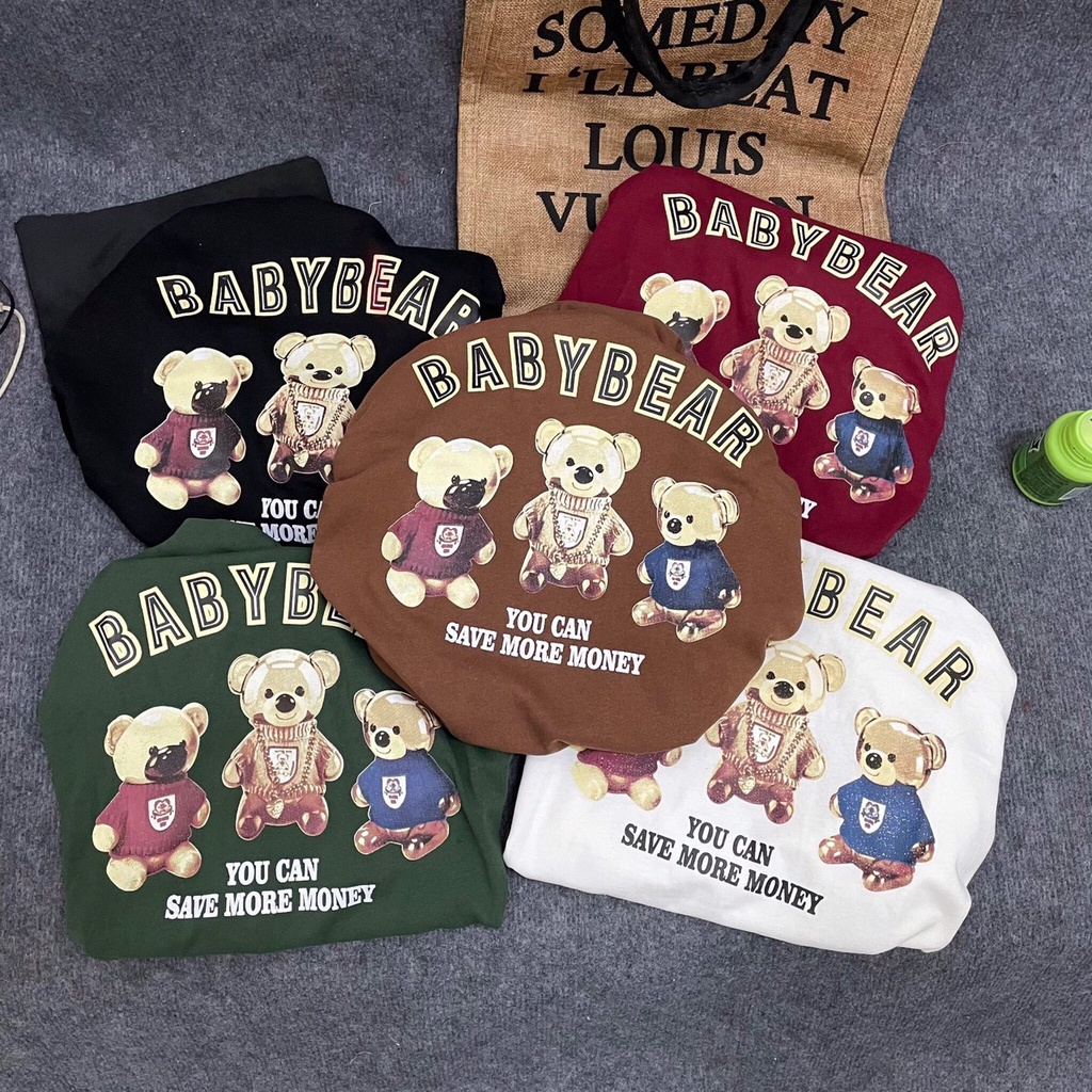 Áo Thun Gấu Babybear 3158 Phông form rộng tay lỡ in hình vintage, hssv cá tính Ulzzang