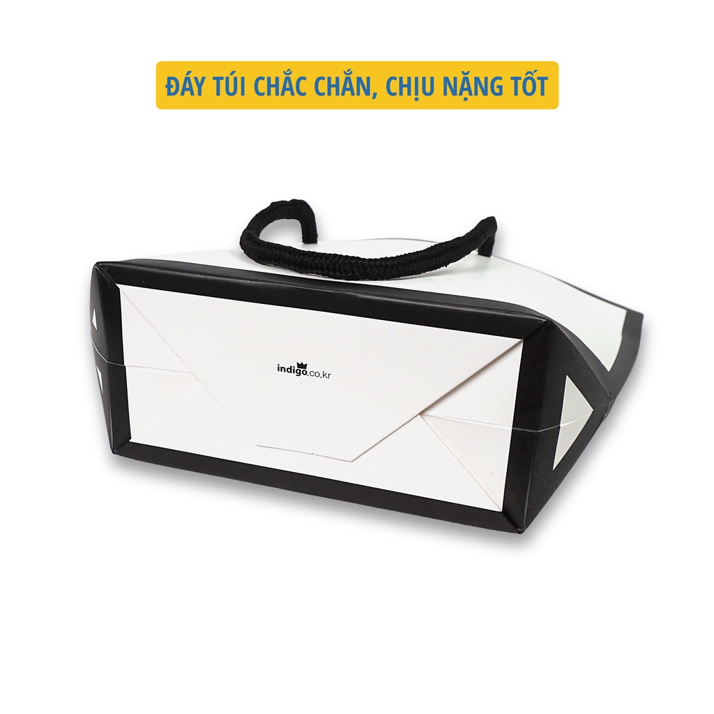 Túi giấy cứng Hình thang màu trắng đen kèm nơ ruy băng TGCMTVD01 Cao Cấp Kiểu Dáng Thời Trang Style Hàn Quốc-Saigonir