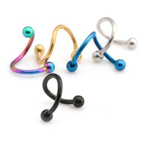 2 Khuyên Mũi Xoắn Ốc Bằng Thép Không Gỉ Cá Tính