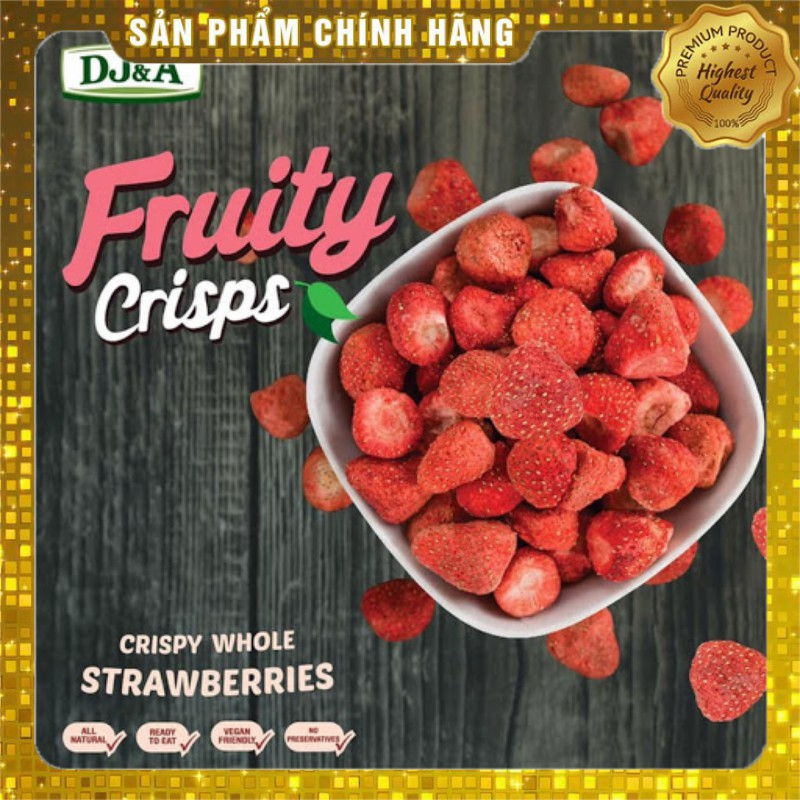 [SIÊU KHUYẾN MÃI] Dâu Tây Sấy - Ăn vặt văn phòng, Ăn KETO - Nhập khẩu Úc  DJ&A 25g - Freeze Dried Strawberries Australia