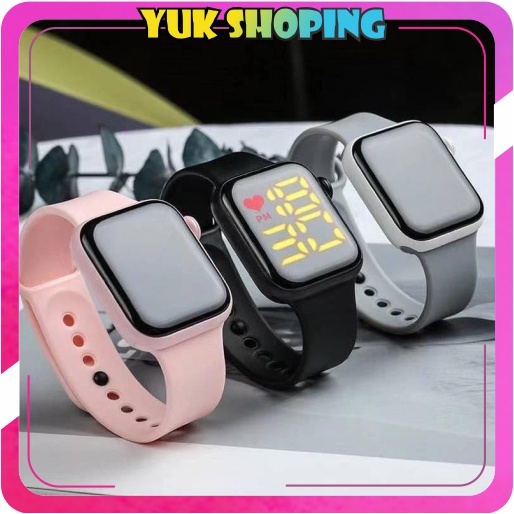 ✧Yukshoping✧ Đồng hồ điện tử LED dây cao su thời trang cho thanh thiếu niên JT030