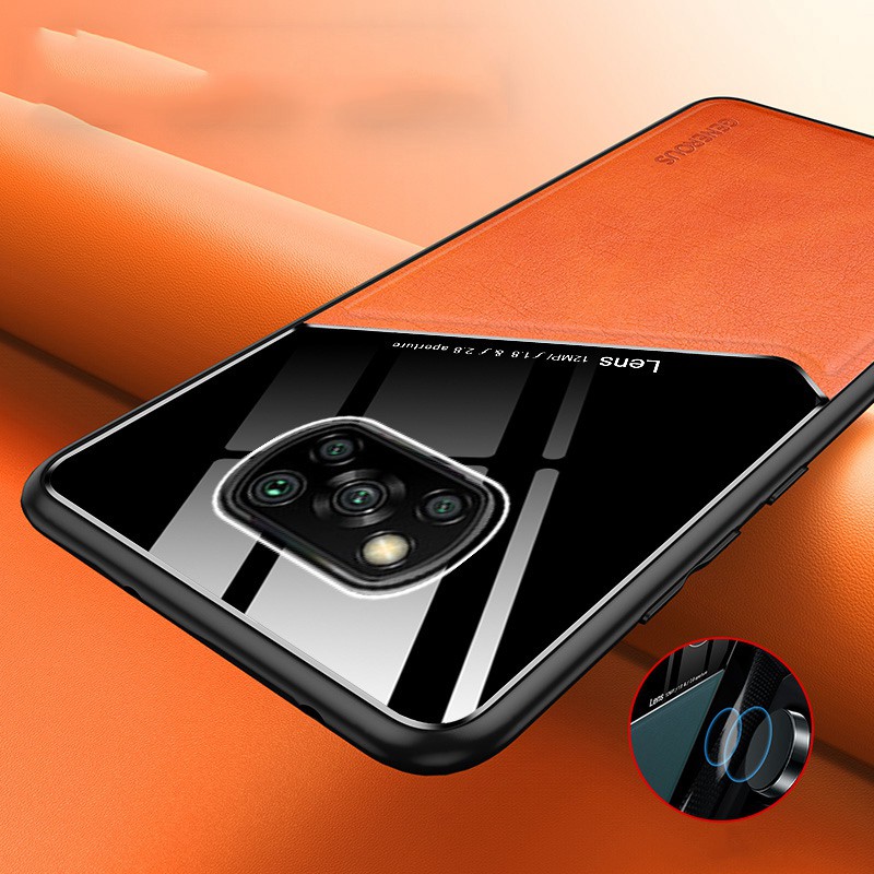 Ốp Điện Thoại PC Cứng Phối Da Viền TPU Mềm Mặt Kính Từ Tính Chất Lượng Cao Cho Xiaomi Poco X3 NFC Pro Pocophone X2 F2 Pro
