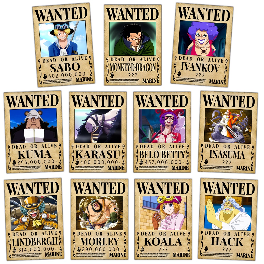 Bộ Poster Quân Cách Mạng, Tờ lệnh truy nã One Piece Băng Mũ Rơm, Anime Manga Cựu Thất Vũ Hải, BXH Tiền Truy Nã Cao Nhất