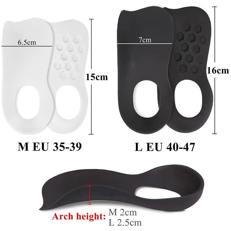 Miếng lót đế trong giày nam nữ mặt phẳng dáng cong hỗ trợ điều chỉnh cân gan chân / điều chỉnh ngón chân vẹo kiểu chữ 0