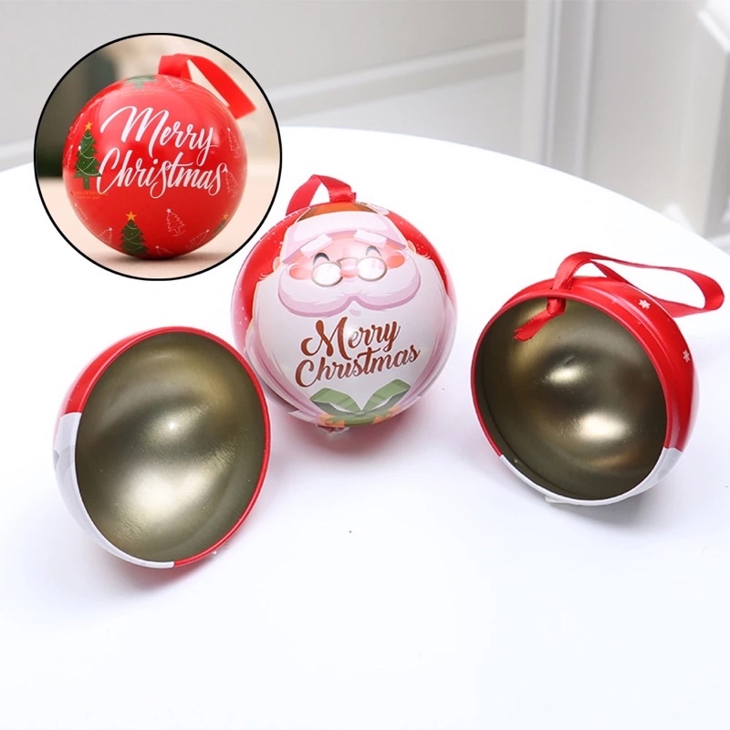 Hộp đựng kẹo hình tròn in hoạt tiết sáng tạo trang trí Giáng sinh -Noel