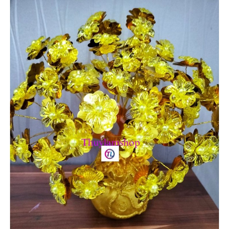 Cây cành vàng lá ngọc size đại gốc 10 nhánh trưng bàn thần tài chiêu tài lộc