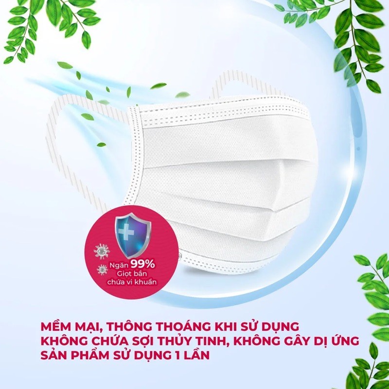 Combo 2 Gói khẩu trang y tế quai thun 4 lớp HQGANO kháng khuẩn, đạt chuẩn xk, không mùi, mềm mại