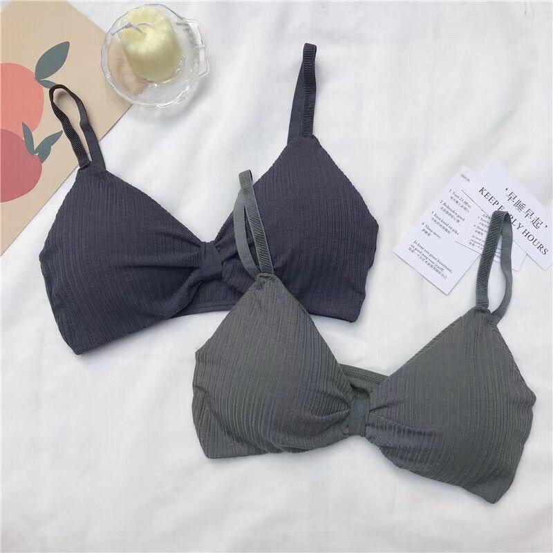 Áo bra thắt nơ 2 dây chất cotton không gọng đệm mỏng siêu nâng ngực AB7 | BigBuy360 - bigbuy360.vn