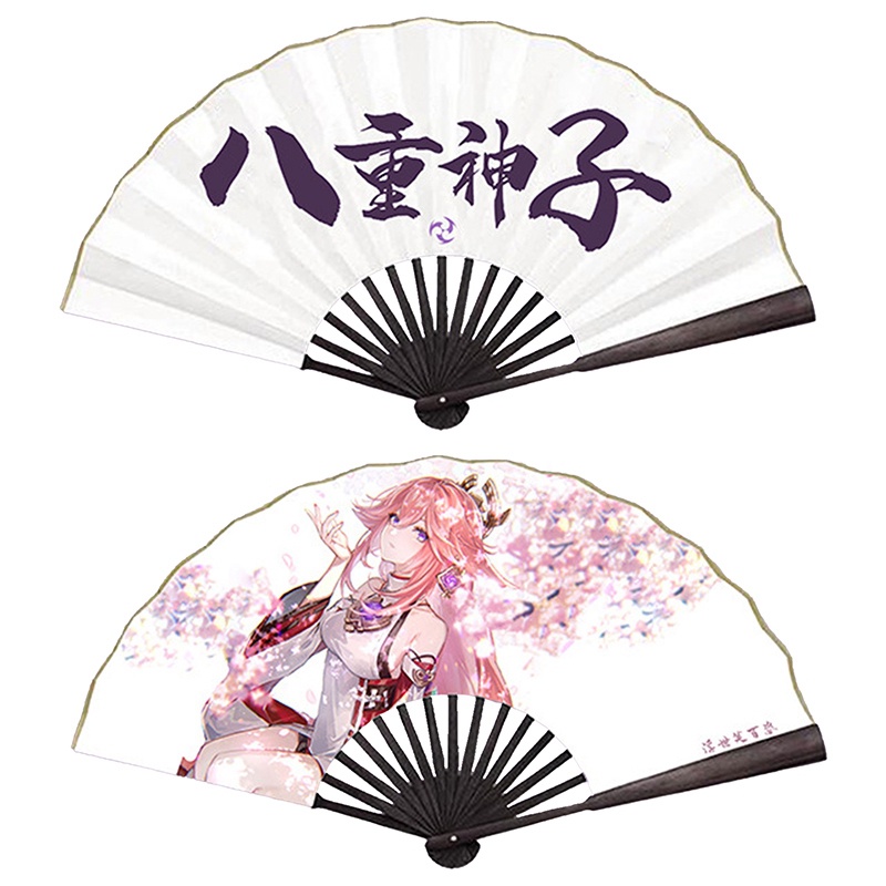 Tmdbyx Quạt Cầm Tay Hai Mặt Có Thể Gập Lại In Hình Nhân Vật Yae Miko Klee Ganyu