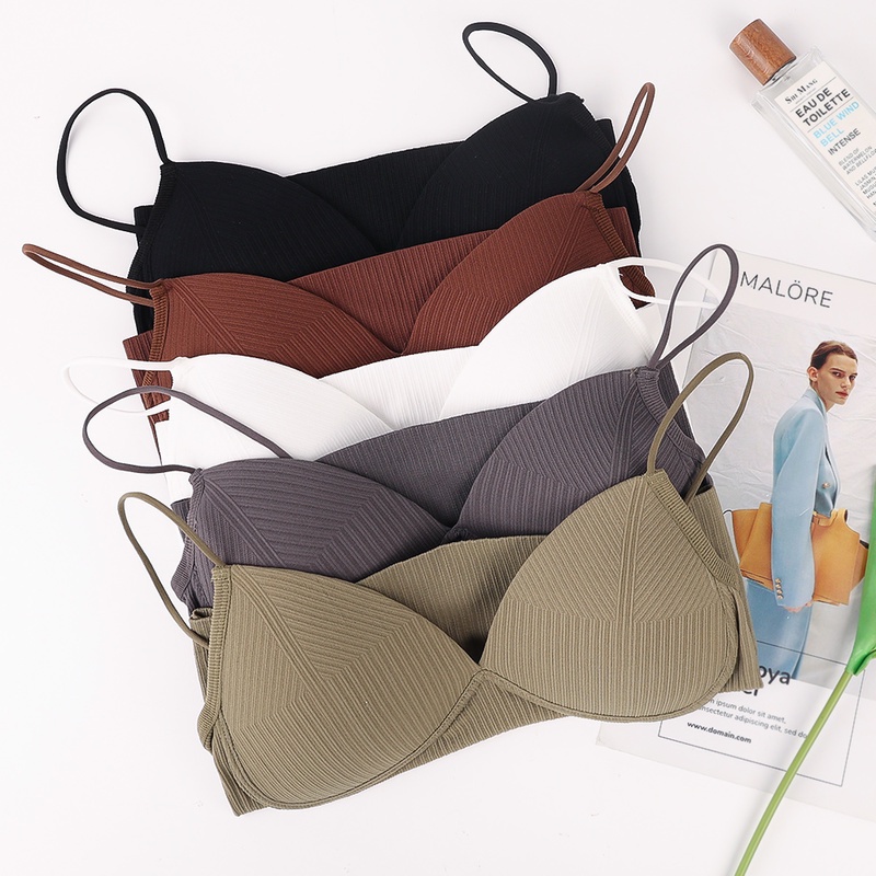 Áo Lót Ống Cotton Cổ Chữ V Gợi Cảm Thời Trang / Áo Lót Có Dây Mềm Mại Thoải Mái Tích Hợp / Áo Lót Không Gọng Đồng Thau / Co Giãn Cho Nữ