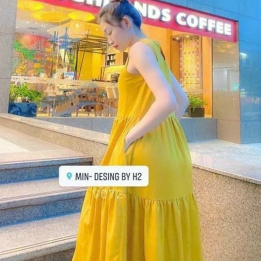 Đầm suông nữ babydoll 3 tầng khoét nách shynstores vải đũi dáng dài miên man | BigBuy360 - bigbuy360.vn