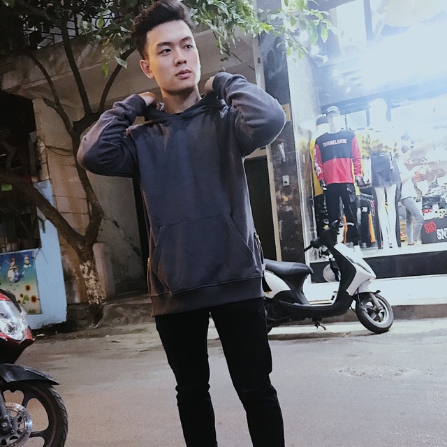 Áo hoodie chui khoá zip 2 bên