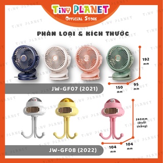 Quạt mini JW-GF07 JW-GF08 cỡ lớn pin 4000mah và 10000mah kẹp bàn, xe đẩy, sử dụng văn phòng, du lịch