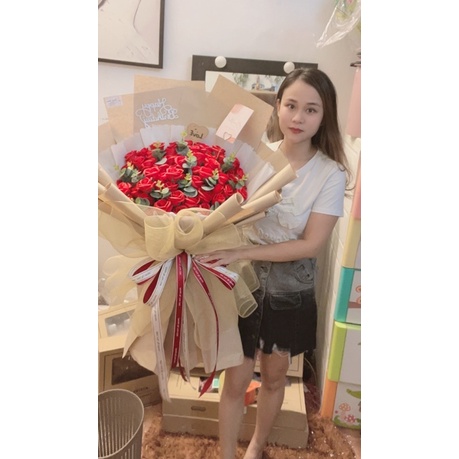 [Ảnh Thật] Bó hoa sáp 60bông siêu to, cao 80cm, rộng 55cm. Mẫu thiết kế cao cấp nhà Khả An