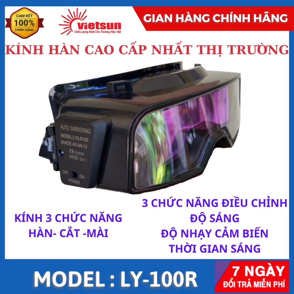 Kính hàn điện tử LY-100R, mặt nạ hàn điện tử LY-100R thế hệ mới, kính hàn cao cấp