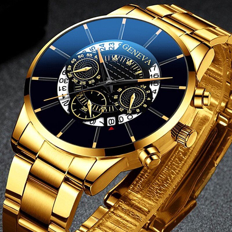 Đồng Hồ Quartz Nam Hiển Thị Ngày, Chất Liệu Thép Không Gỉ, Nhãn Hiệu Geneva