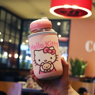 Bình nước uống thủy tinh Hello Kitty