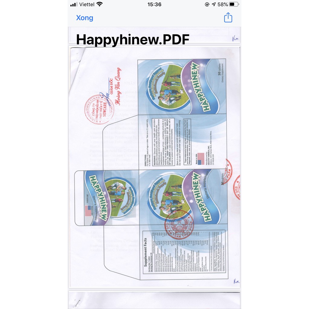 HAPPY HINEW - uống bổ sung vitamin và khoáng chất HỘP 30 VIÊN