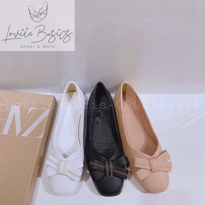 LOVIIE BASICS - GIÀY BÚP BÊ THỜI TRANG MŨI TRÒN DA MỀM NƠ XINH -GIÀY BÚP BÊ CÔNG SỞ DA MỀM - GIÀY BÚP BÊ ĐEN - B210307