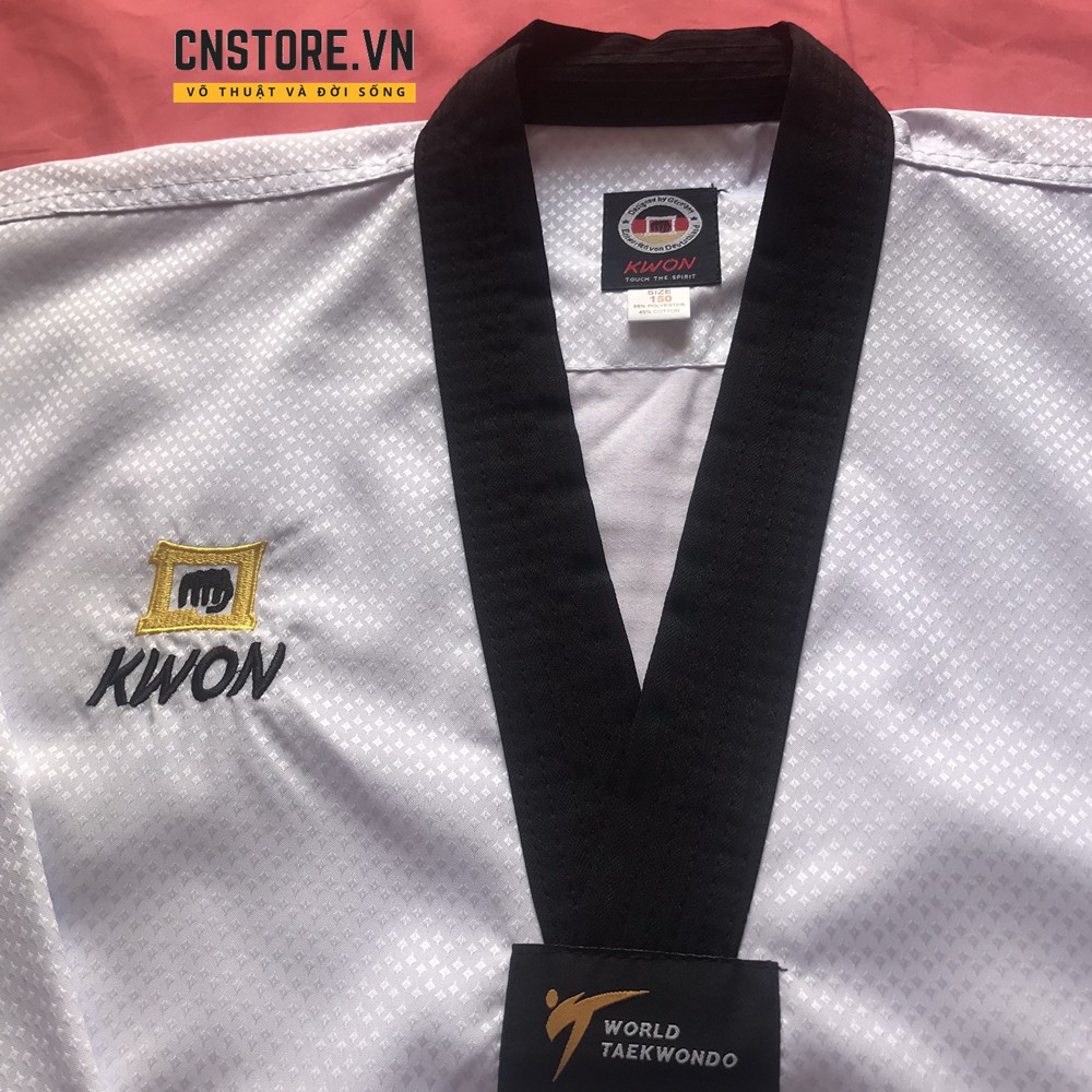 Võ Phục Taekwondo Cổ Đen Kwon Kim Cương Siêu Nhẹ Mát Mẻ