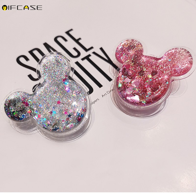 Giá đỡ điện thoại dạng lỏng màu trong suốt hình Mickey Minnie dễ thương cá tính