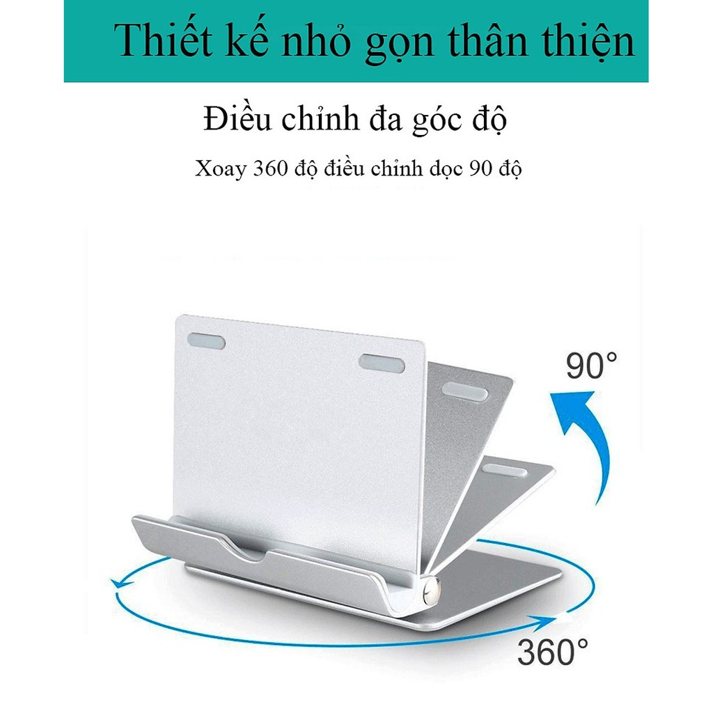 Giá Đỡ Để Bàn Điện Thoại Di Động, Máy Tính Bảng Chất Liệu Hợp Kim Nhôm Cao Cấp Có Thể Xoay 360 Độ