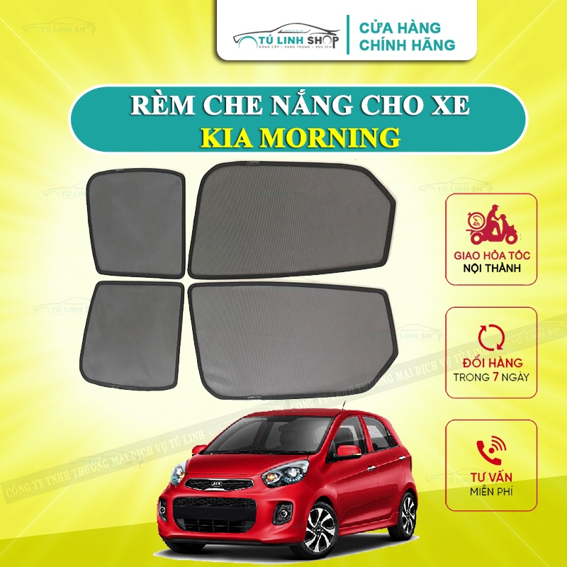 Rèm che nắng nam châm cho xe Kia Morning, bộ 4 tấm cho 4 cửa, hàng loại 1 cao cấp nhất, vừa khít kính