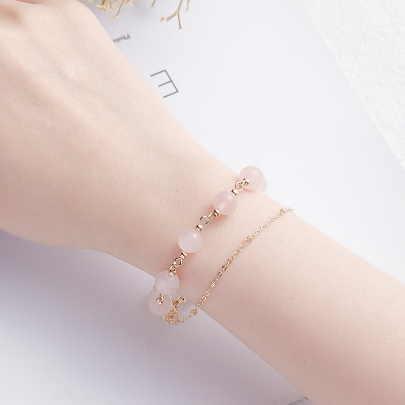 Pink Sakura Natural Crystal Bracelet Lucky Stone Bracelet Fashion Accessories