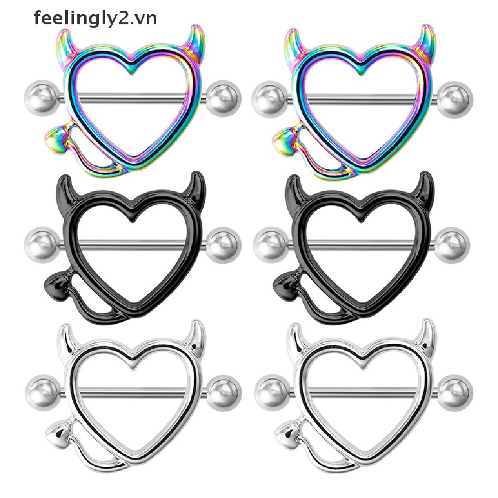 Khuyên Xỏ Ngực Hình Trái Tim Bằng Thép