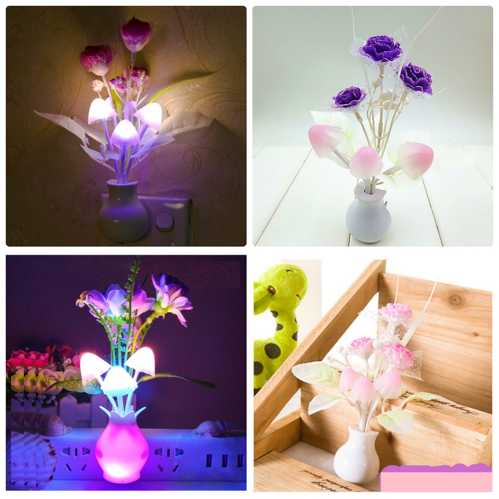 Đèn Ngủ Cảm Ứng Chậu Hoa (Tự Sáng Khi Trời Tối)