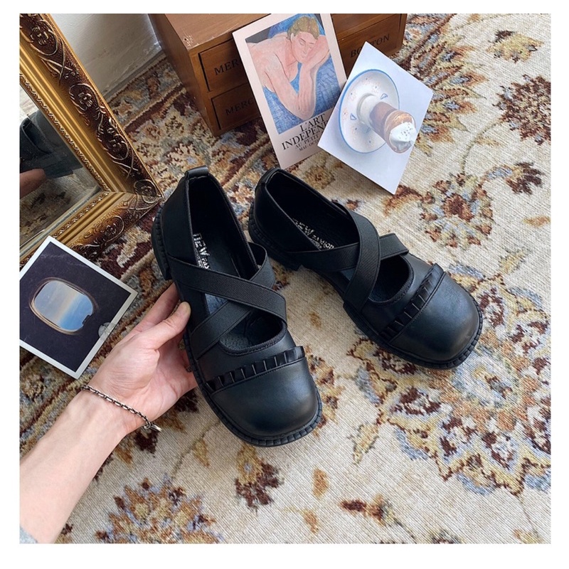 Giày ulzzang độn đế dây chéo vintage,có ảnh thật-96korean shoes | BigBuy360 - bigbuy360.vn
