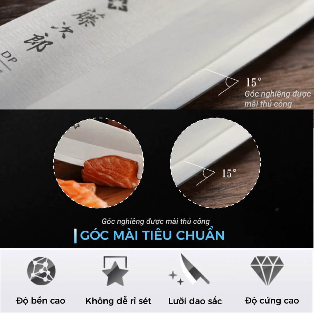 [Chính hãng] Dao Nhật TOJIRO Petty F304 (135mm) dao gọt hoa quả thép 3 lớp lõi VG10 - Bảo hành trọn đời, mài lại 2 năm