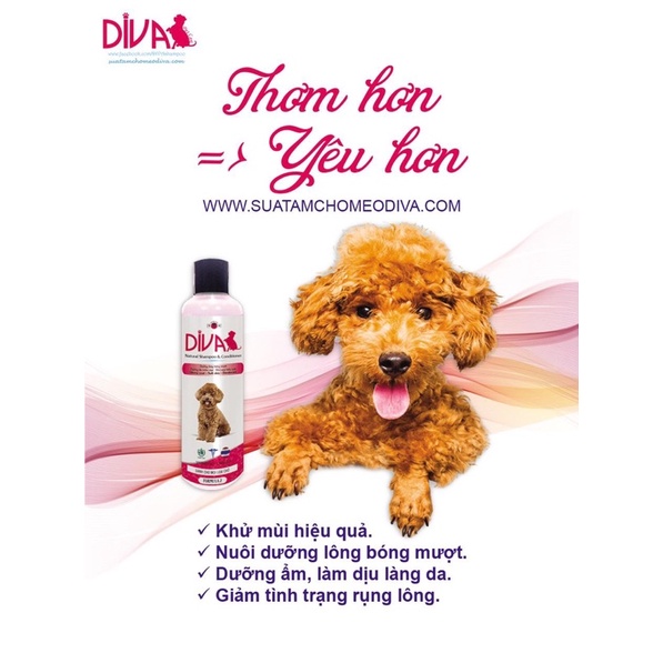 SỮA TẮM DIVA cao cấp cho chó mèo khử mùi HIỆU QUẢ 260ML SIÊU THƠM NỨC MŨI