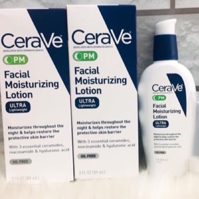 [Mã ICB1219 giảm 25% đơn 50K] Kem Dưỡng CeraVe Facial Moisturizing Lotion PM (89ml)