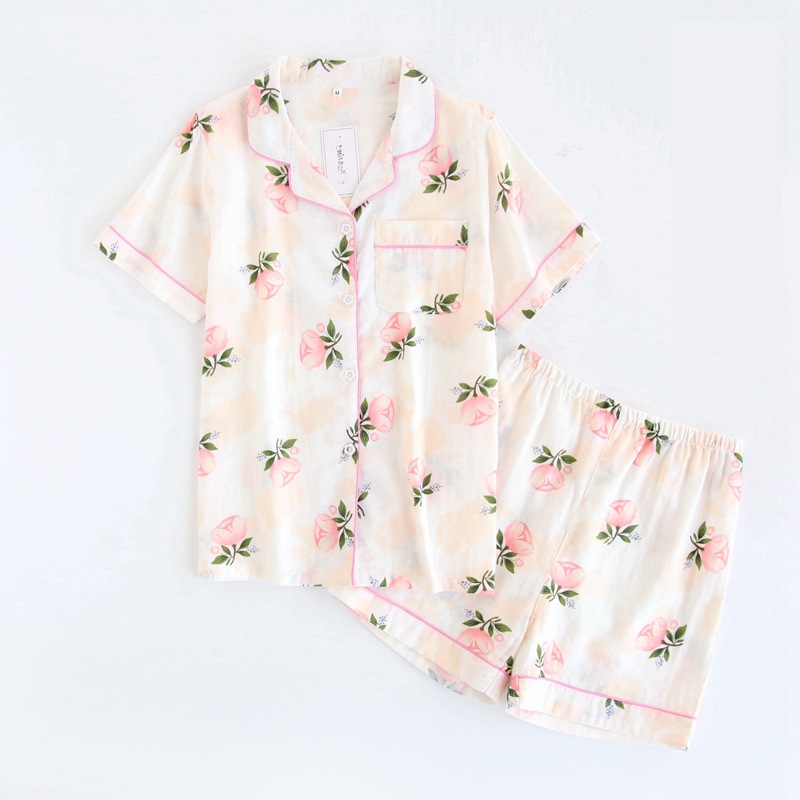 Đồ bộ ngủ mùa hè dễ thương vải xô thoáng mát ❤ Pijama hè Nụ Hoa - Freeship - IVY396