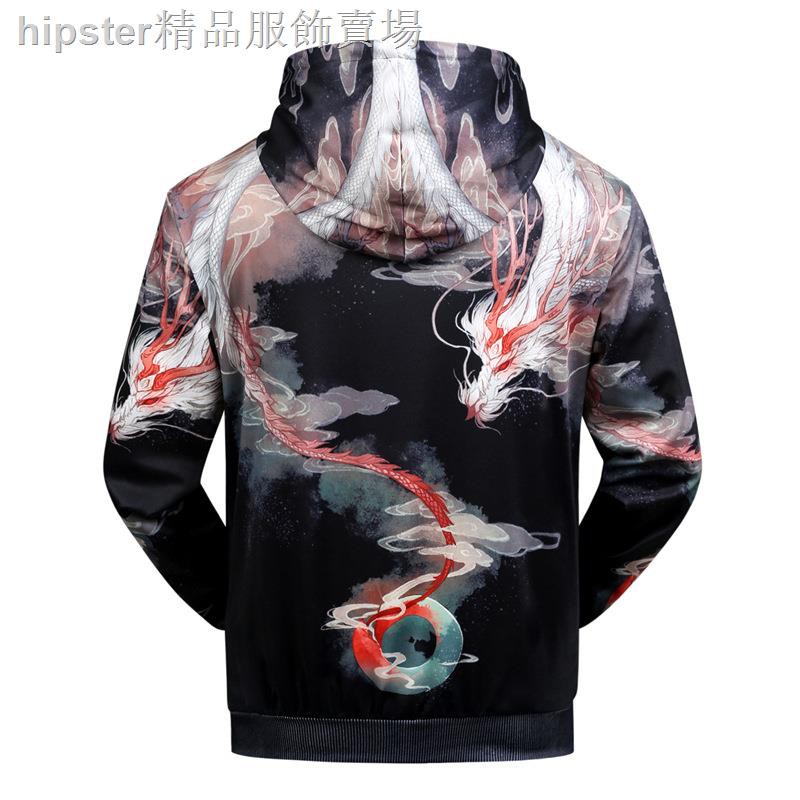 Áo Hoodie Cổ Tròn In Hình Rồng 3d Kiểu Trung Hoa Thời Trang Thu Đông