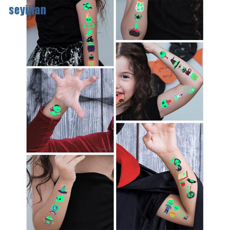 Hình Xăm Dán Phát Quang Phong Cách Halloween Độc Đáo