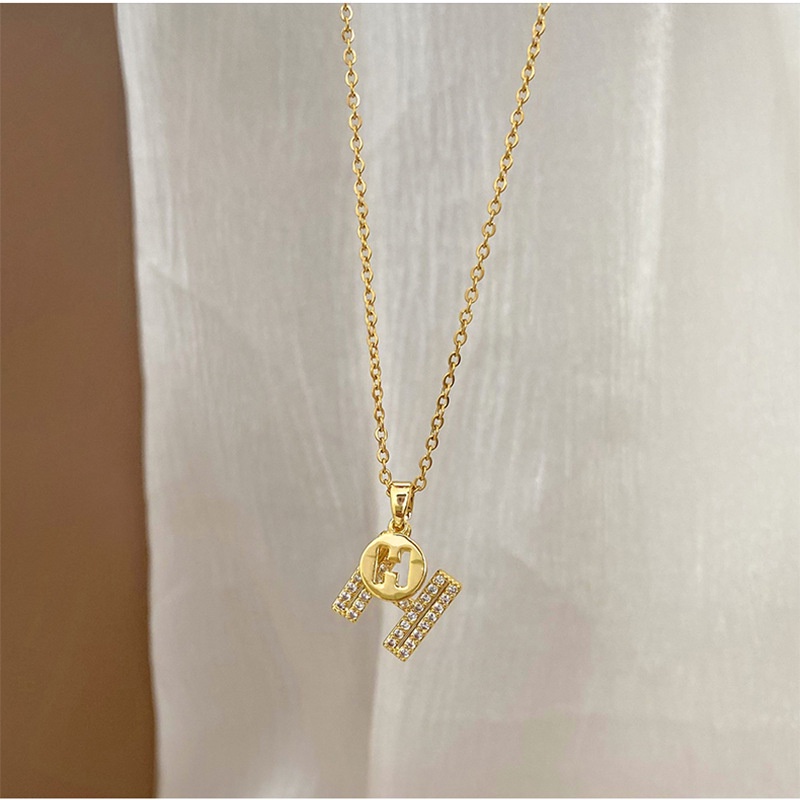 Dây Chuyền Thép Titan Mạ Vàng 18K Đính Kim Cương Toàn Diện Thanh Lịch Dễ Phối Đồ Cho Nữ