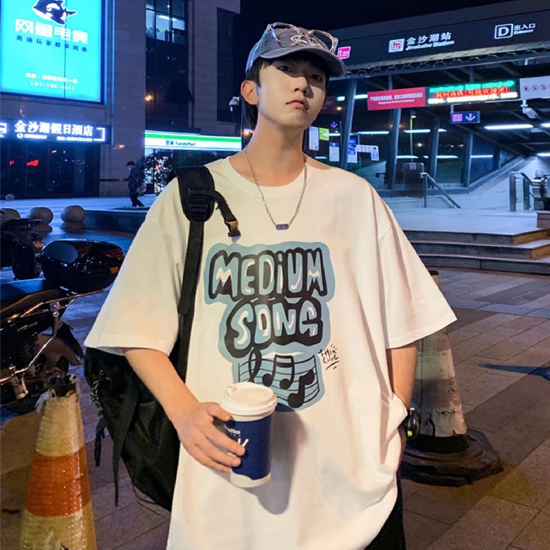 Áo Thun Tay Ngắn Dáng Rộng In Chữ Phong Cách Nhật Bản Thời Trang Mùa Hè Cho Nam Và Nữ size M-5XL