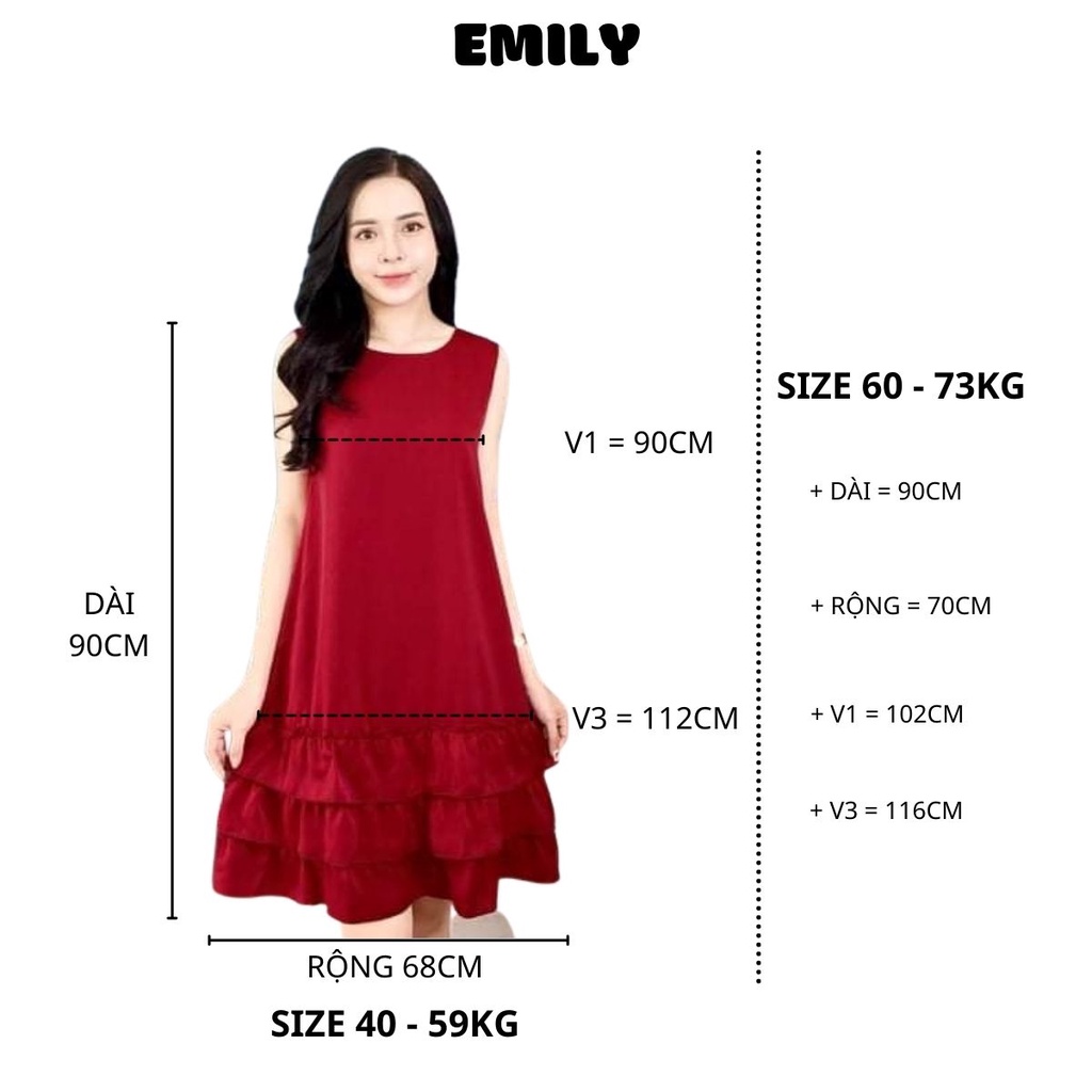 Váy suông nữ dáng xòe thiết kế xinh đẹp chất lụa mềm mại bà bầu bon chen mặc nhà thoải mái EMILY VX02