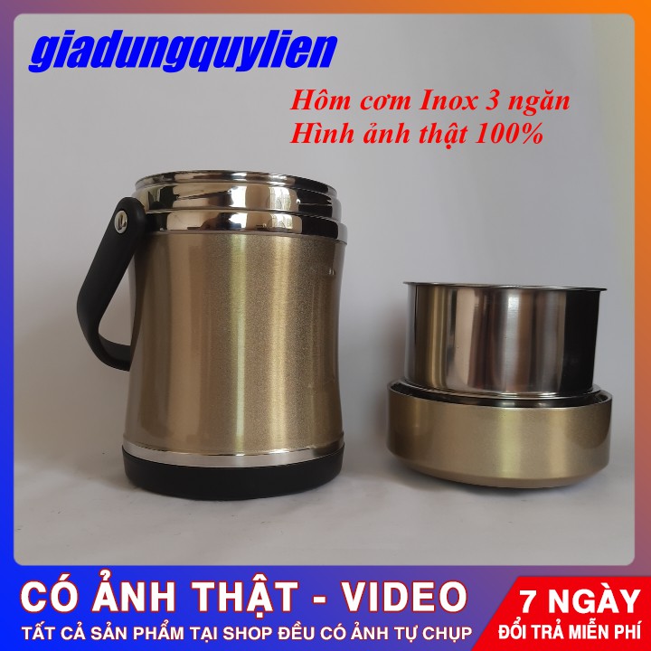 Hộp Cơm Văn Phòng [ Hình Thật 100% ] Giữ Nhiệt Inox 3 Tầng Tròn 2 Lớp Chống Gỉ Nhật Bản Chất Lượng Cao