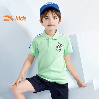 Áo polo bé trai Anta Kids chất cotton co giãn nhẹ, thấm hút nhanh, mềm mịn WH52129120
