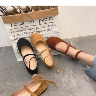 Giày búp bê mũi tròn 2 quai