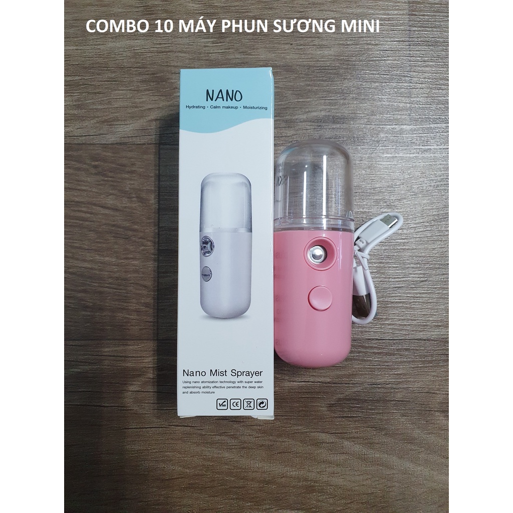 Combo 10 máy xông mặt xịt khoáng nano mini phun sương dưỡng da sạc điện