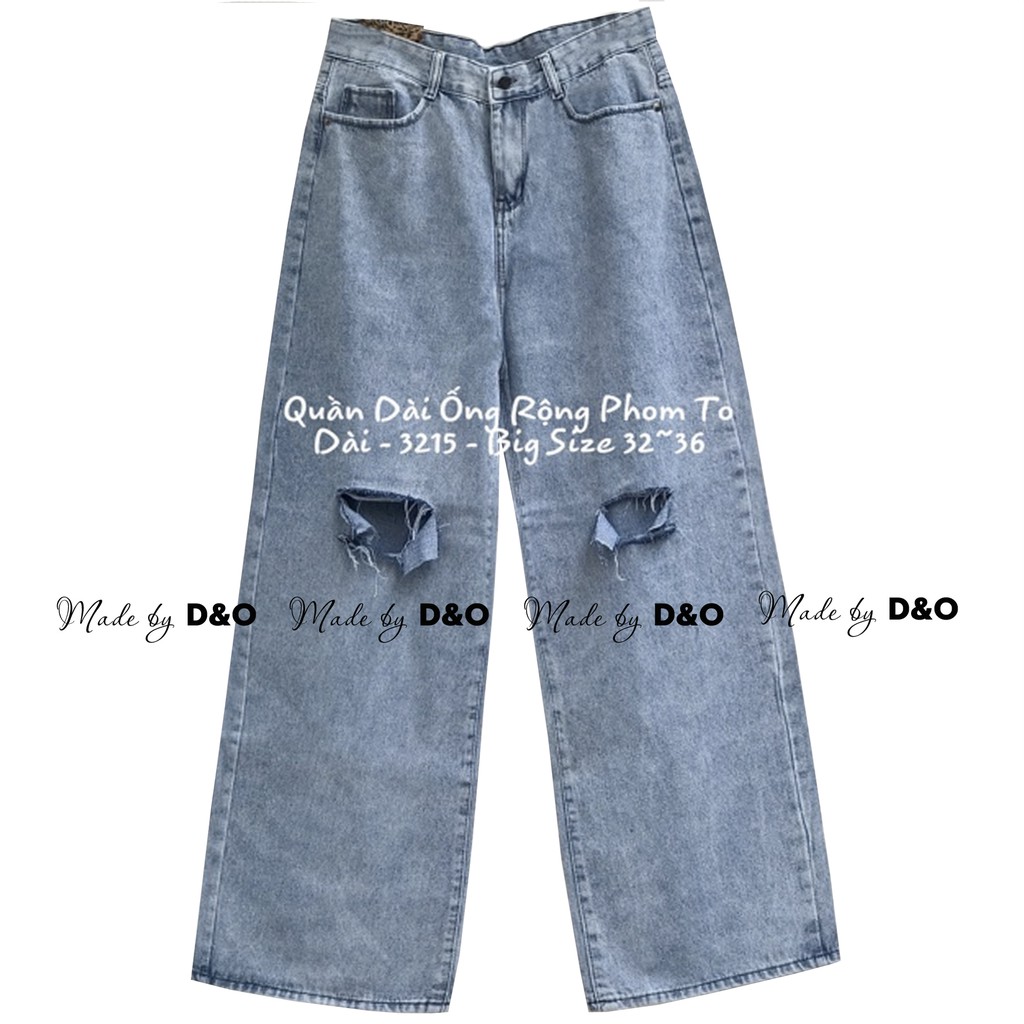 [Size 32-35] Quần Dài Suông Rộng Rách 2 Gối Vuông To - Lưng Cao, Không Giãn , Hình tự chụp