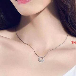 DÂY CHUYỀN BẠC MẶT TRÒN NẠM ĐÁ