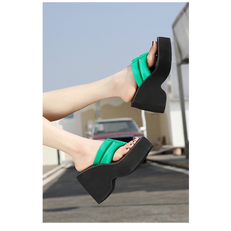 Dép Đế Xuồng 11.5cm Mũi Vuông Phong Cách Hàn Quốc Thời Trang Mùa Hè Hàng Mới 2022