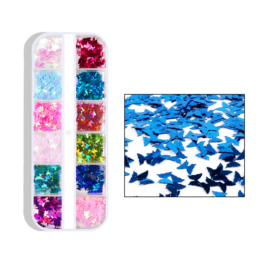 [Hàng mới về] Set 12 Hộp Phụ Kiện Trang Trí Móng Tay Hình Bướm Xinh Xắn